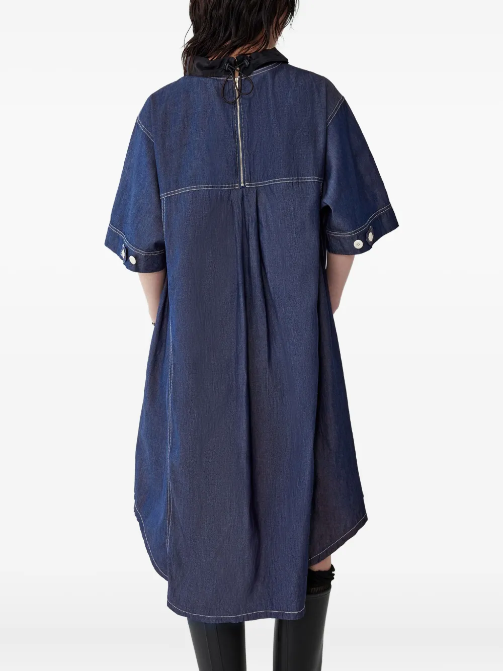 STUDIO TOMBOY Denim midi-jurk met afneembare kraag Blauw