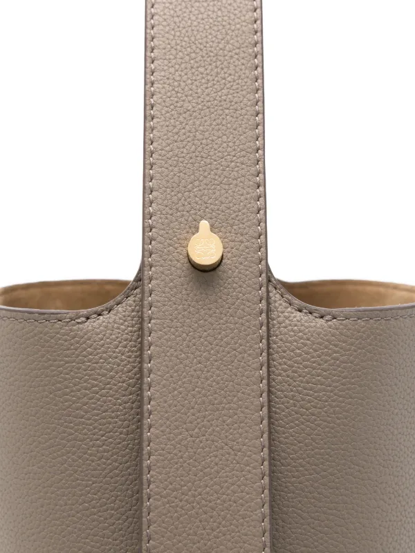 LOEWE Mini Pebble top-handle Leather Bucket Bag | Grey