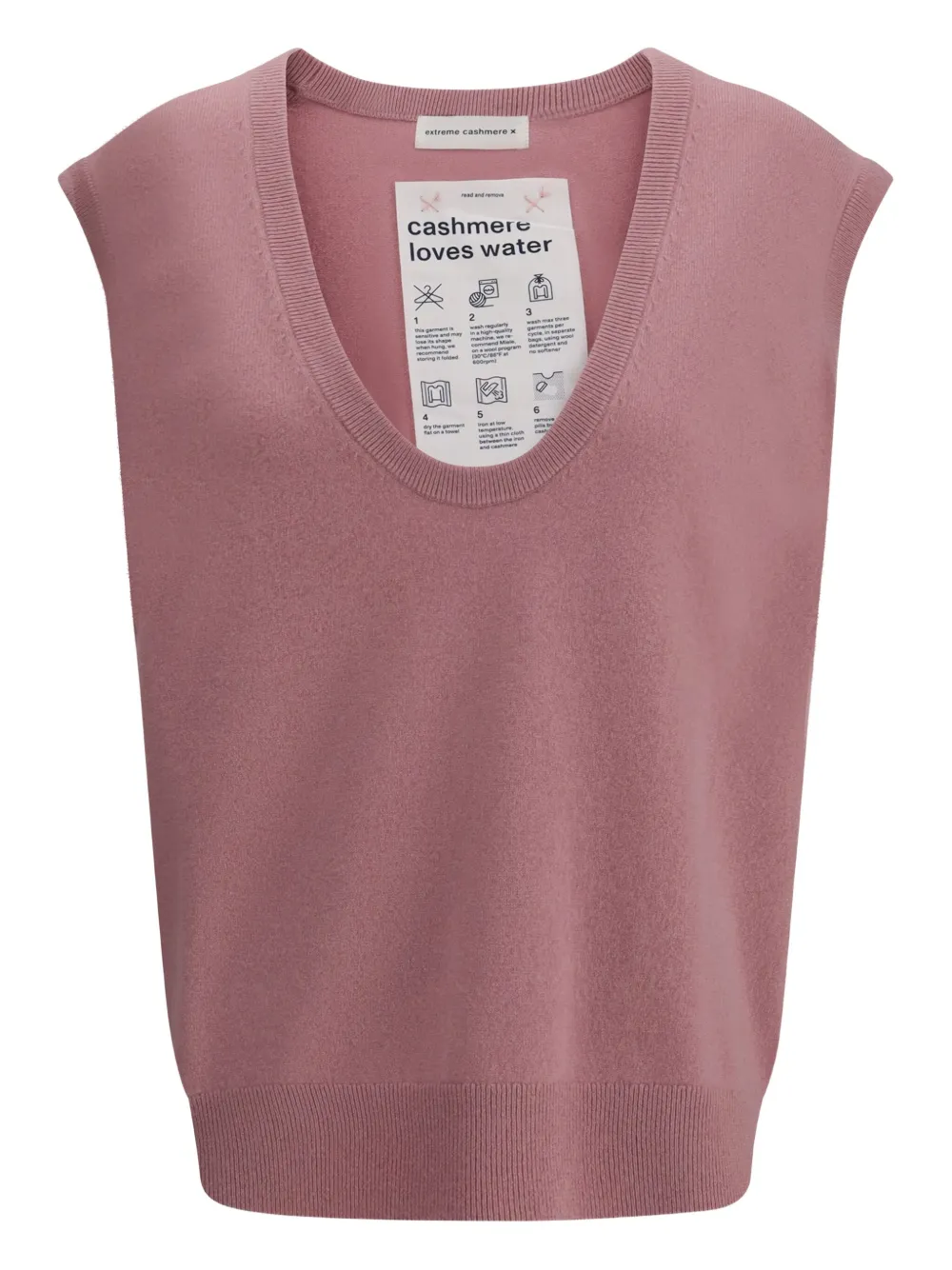 extreme cashmere V-neck sleeveless cashmere vest | Pink | Image 1