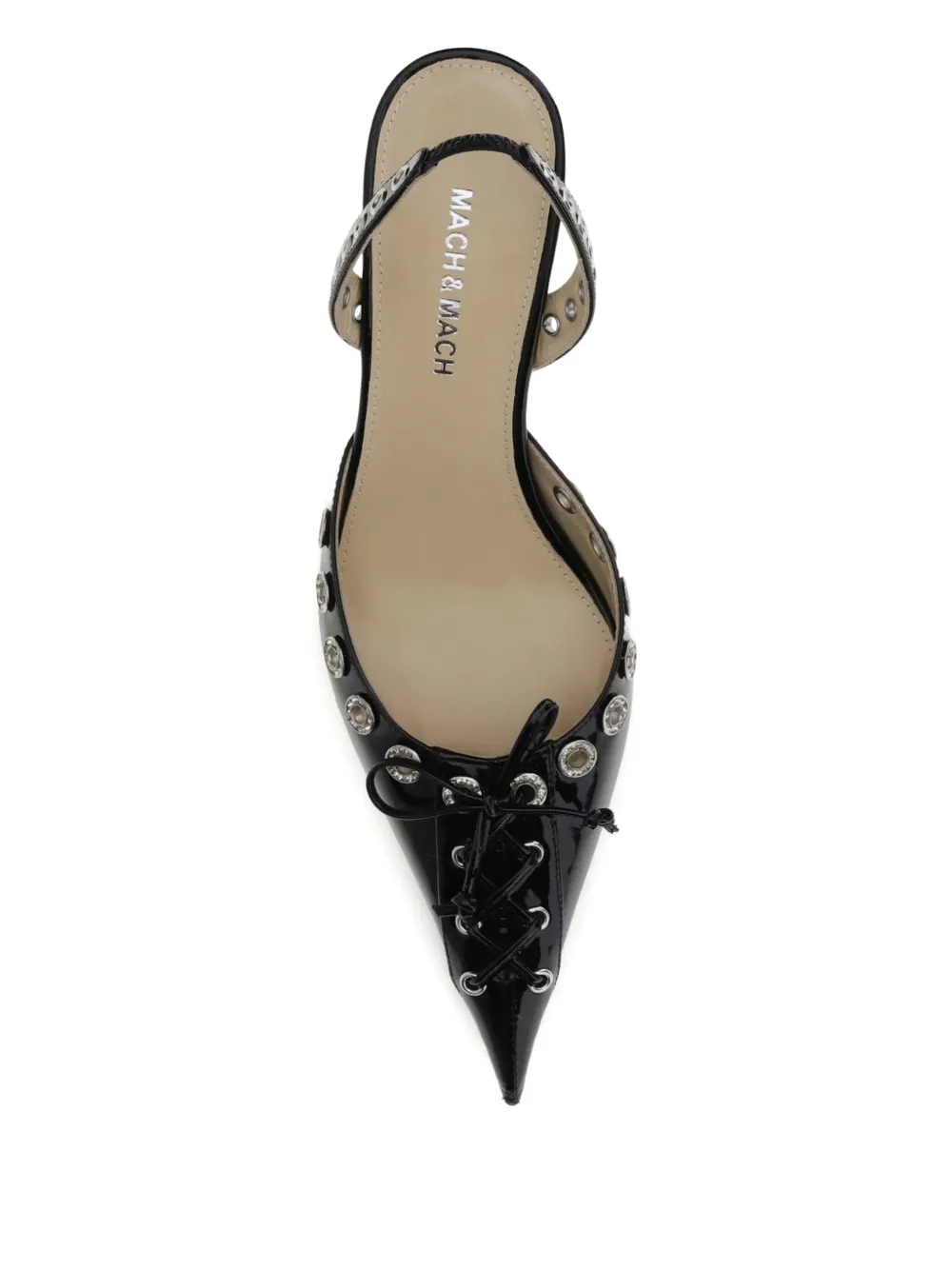 MACH 
MACH crystallised corset slingback pumps Black