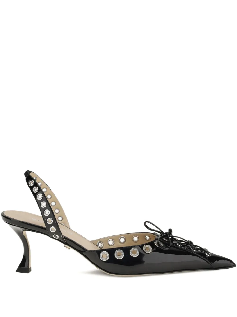 MACH 
MACH crystallised corset slingback pumps Black