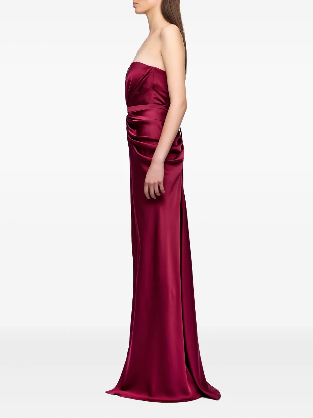 Ana Radu strapless draped maxi dress Rood
