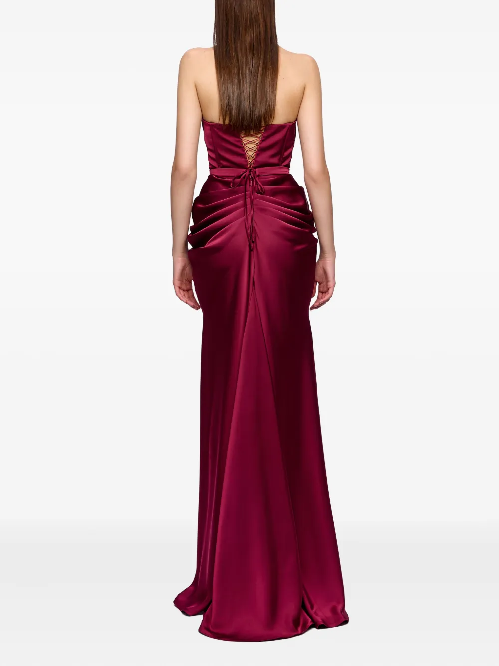 Ana Radu strapless draped maxi dress Rood