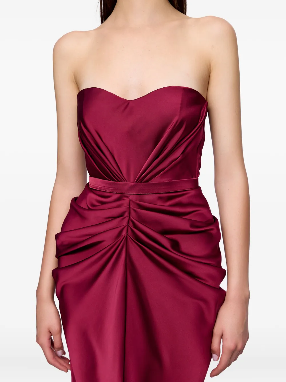 Ana Radu strapless draped maxi dress Rood
