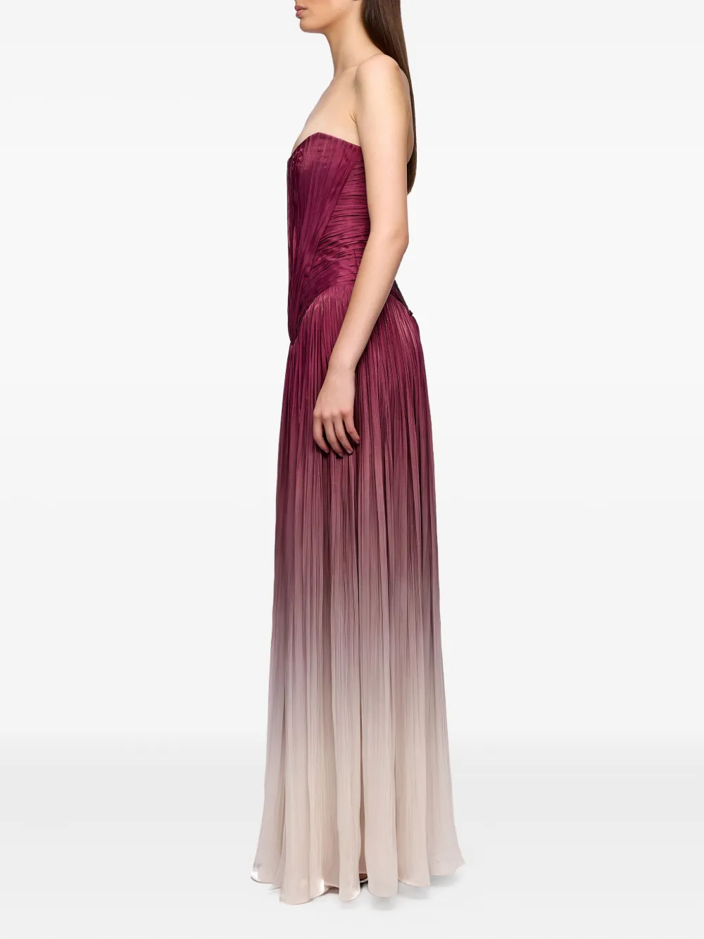 Ana Radu corset-bodice pleated maxi dress Rood