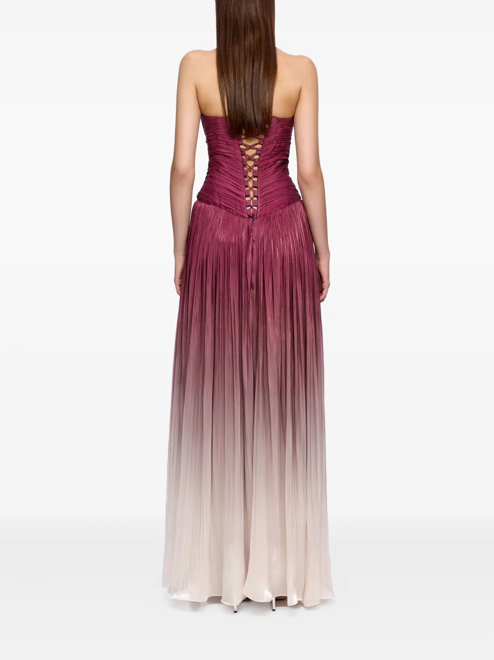 Ana Radu corset-bodice pleated maxi dress Rood