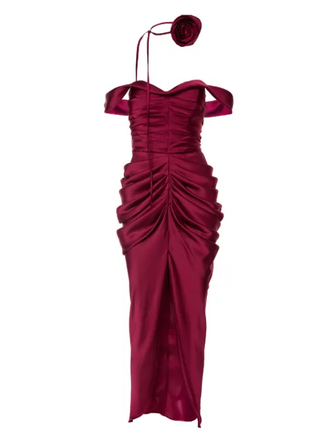 Ana Radu Vestido drapeado com aplicação de rosa