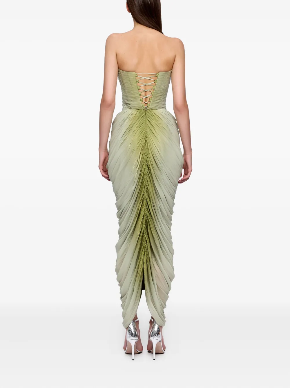 Ana Radu draped strapless midi dress Groen