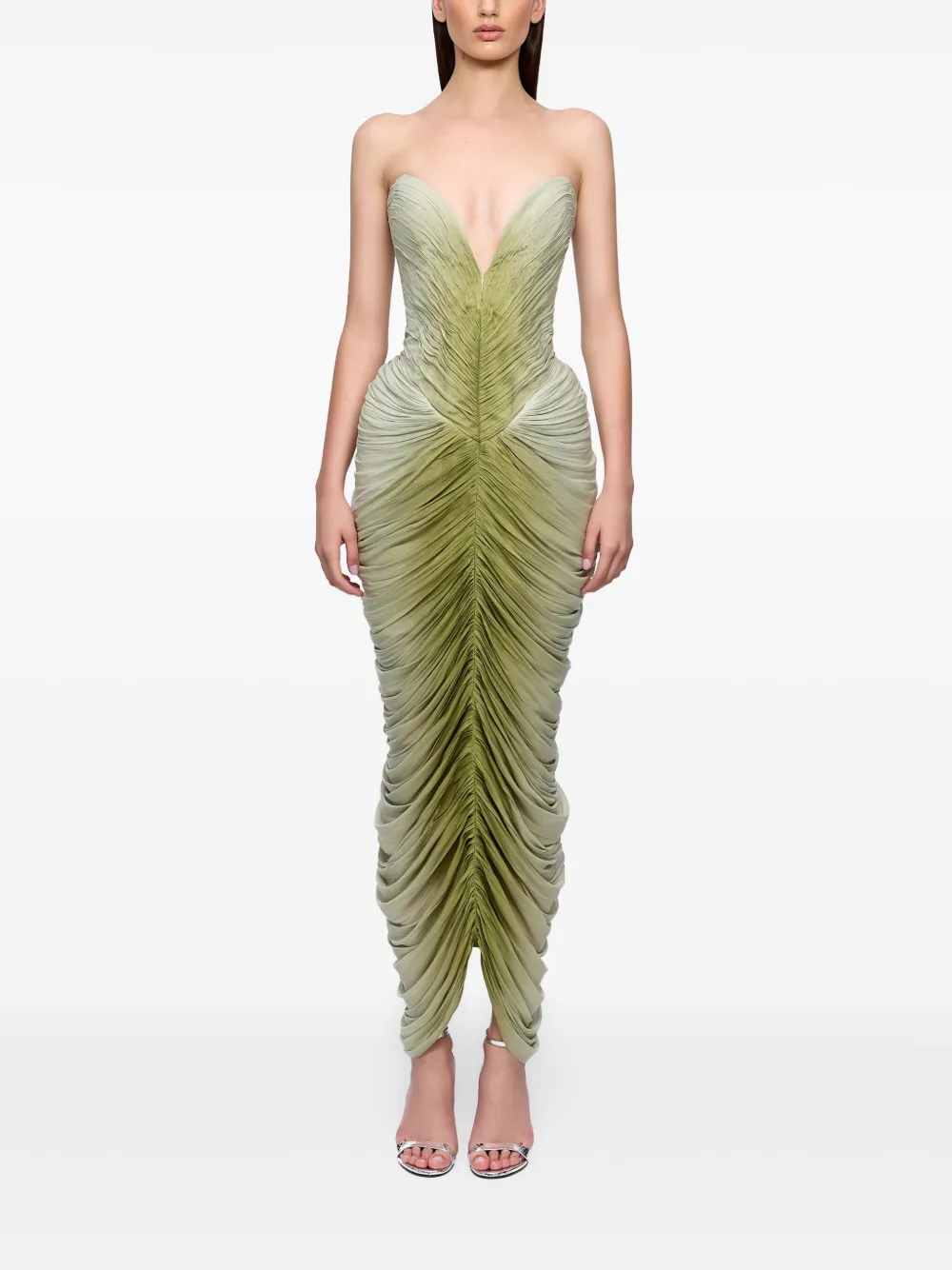 Ana Radu Gedrapeerde midi-jurk - Groen
