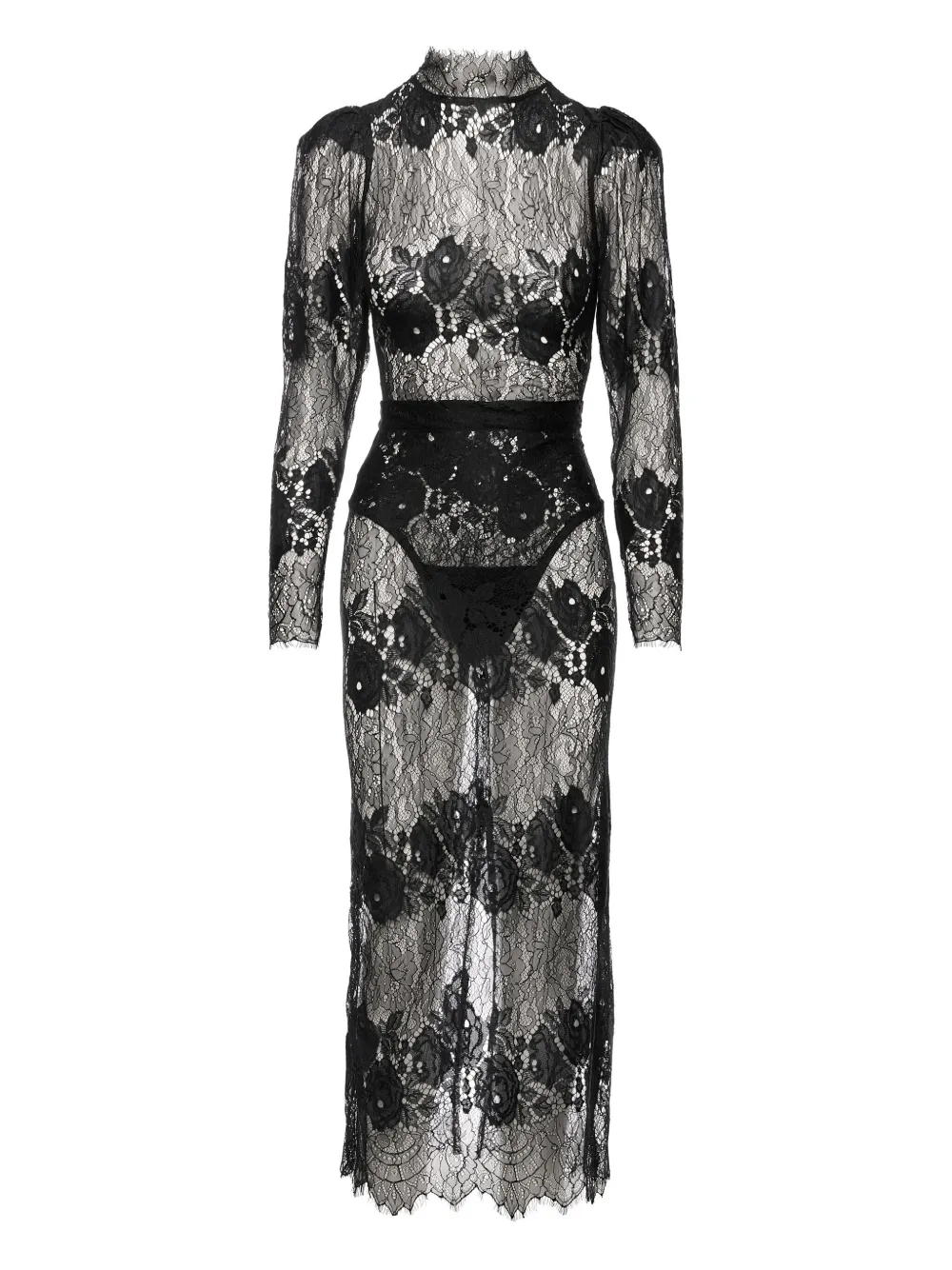 Ana Radu lace high-neck midi dress - ブラック Ana Radu lace high-neck midi dress - ブラック