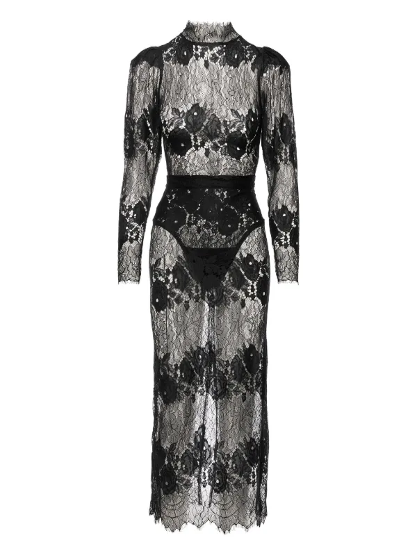 Ana Radu Lace high-neck Midi Dress | Black | FARFETCH
