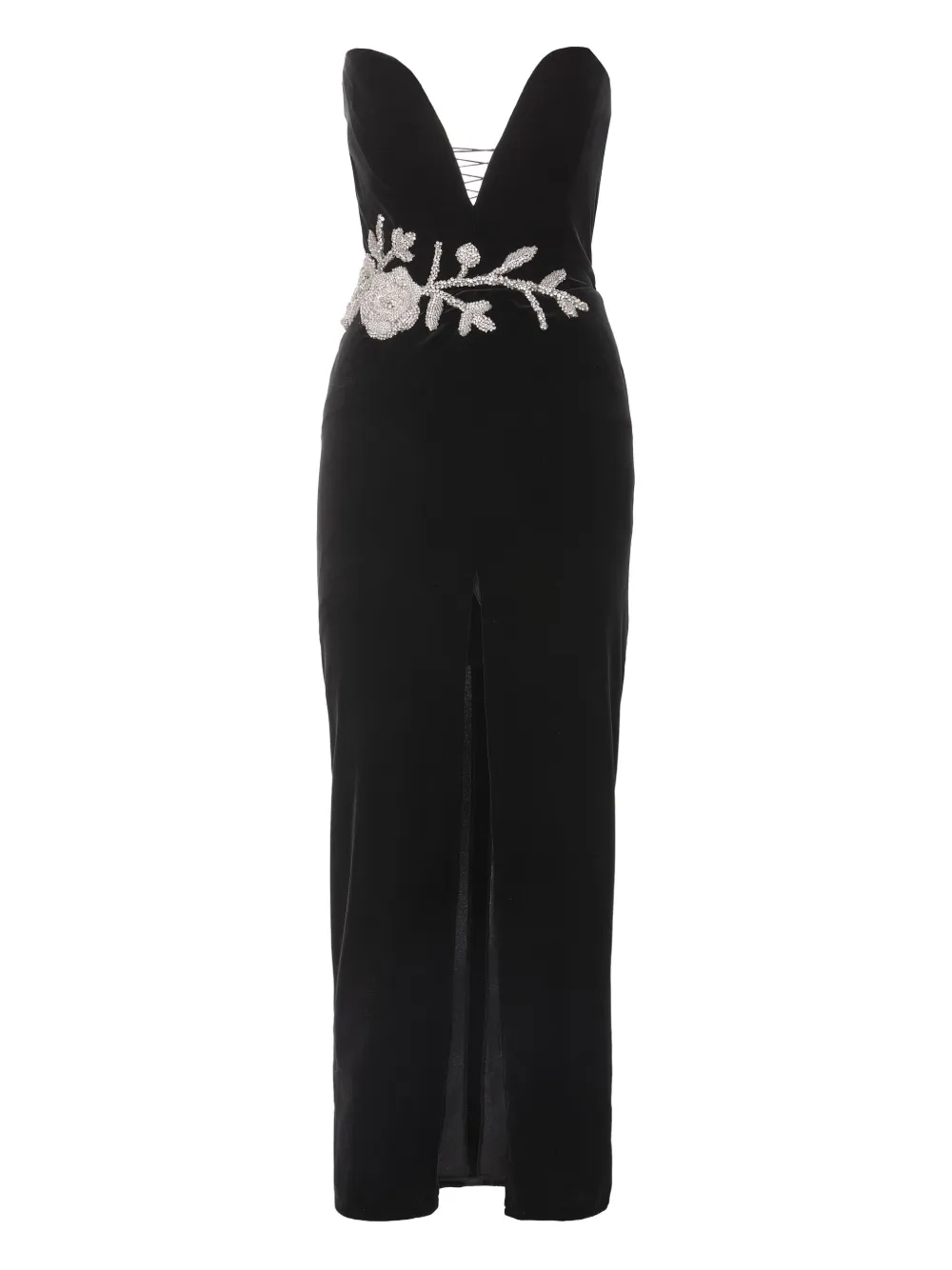 Ana Radu Embellished Velvet Midi Dress In Black