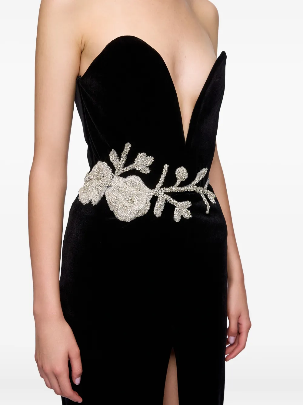 Ana Radu Embellished Velvet Midi Dress In Black