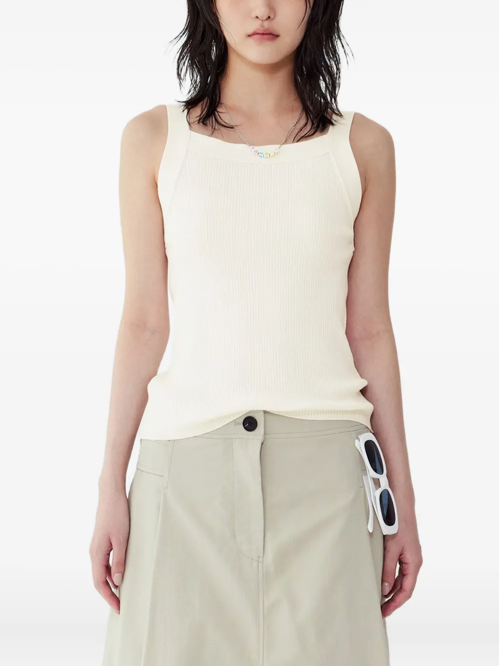 Studio Tomboy Ribbed Tank Top In Neutral