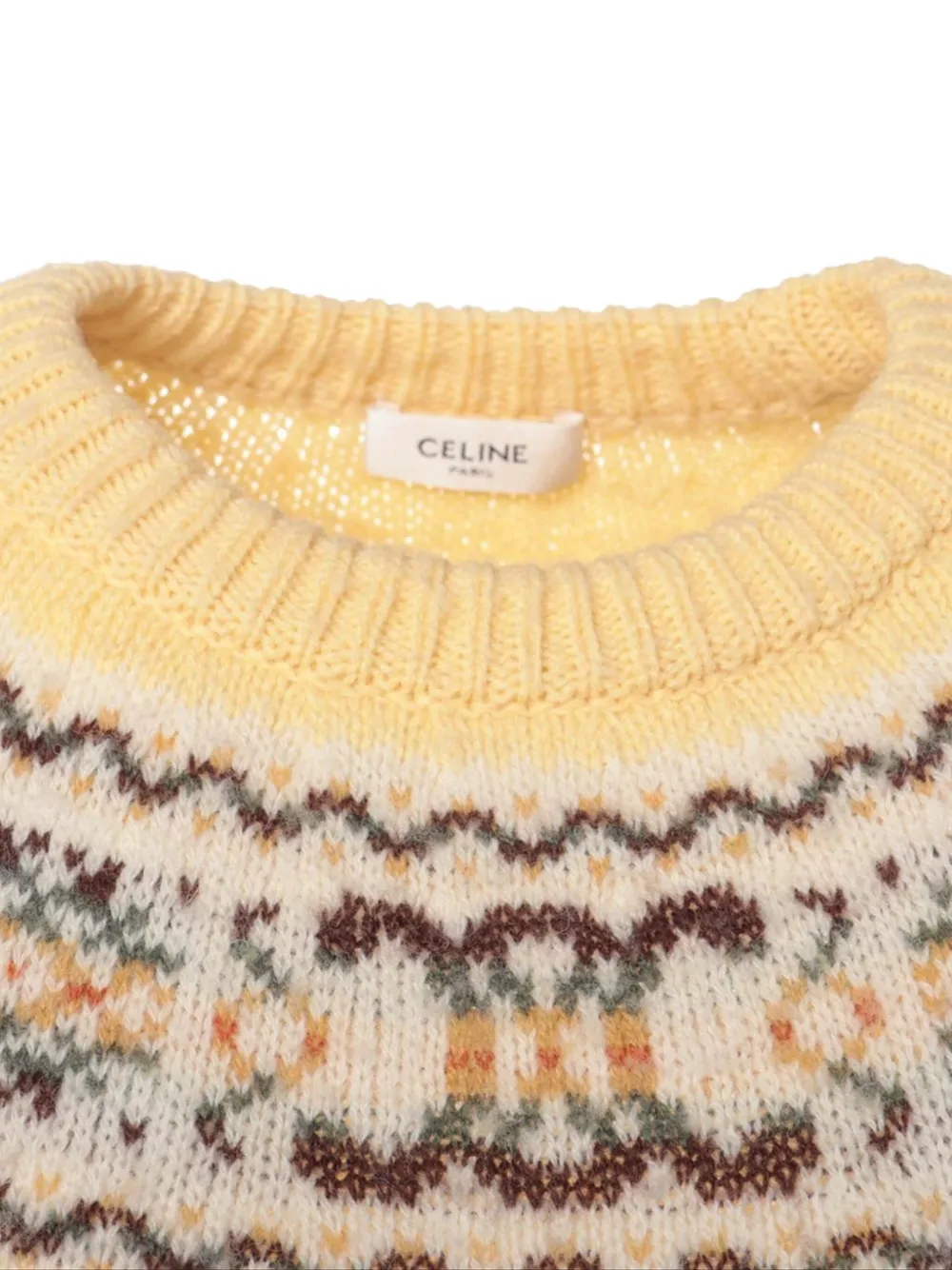 Pre-owned Celine Fairisle Knit Sweater In Yellow
