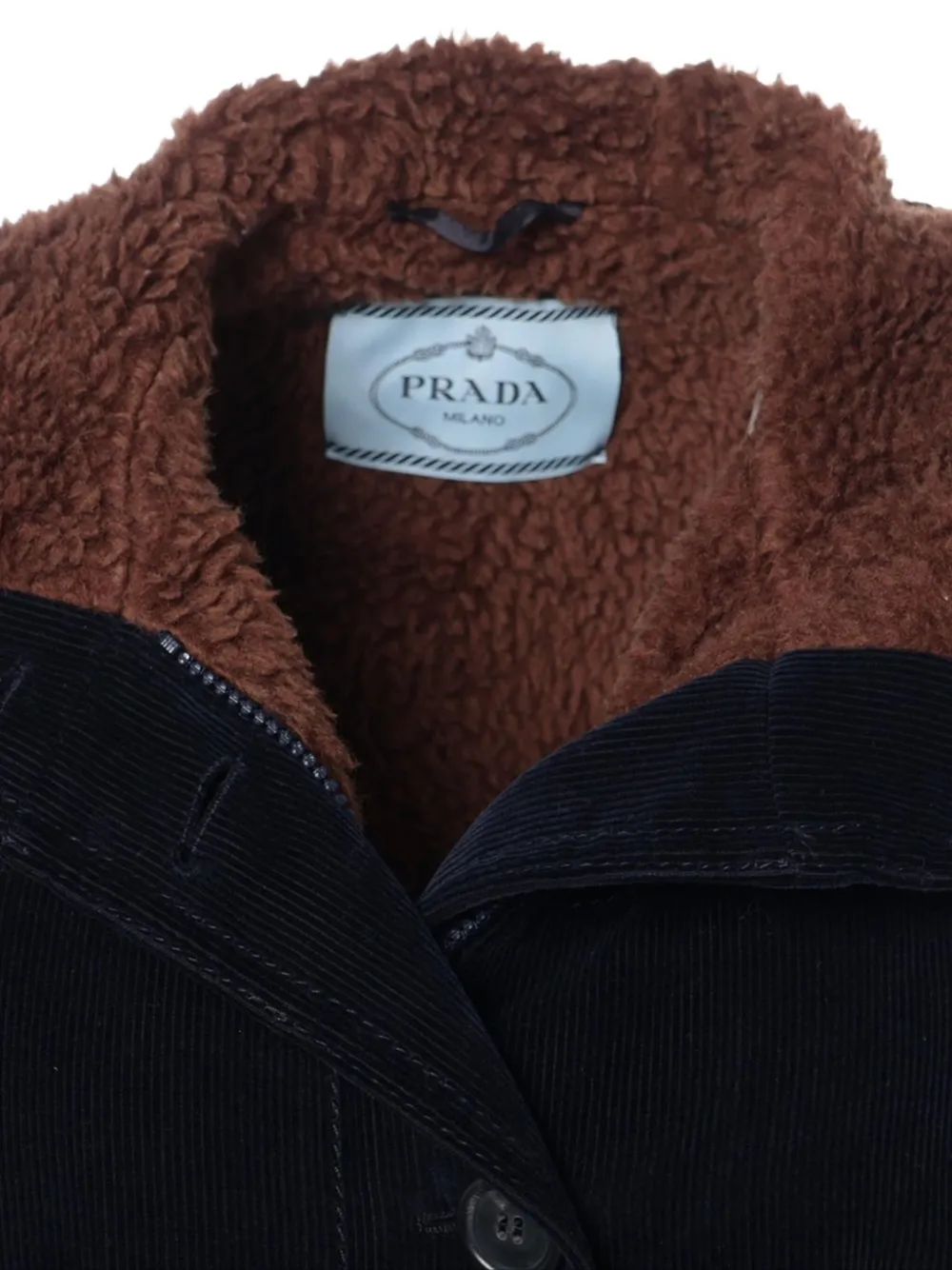 Pre-owned Prada 2017 Corduroy Belt Coat In Blue