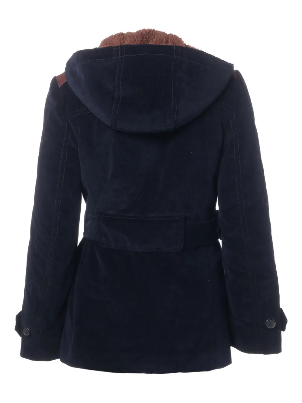 Pre-owned Prada 2017 Corduroy Belt Coat In Blue