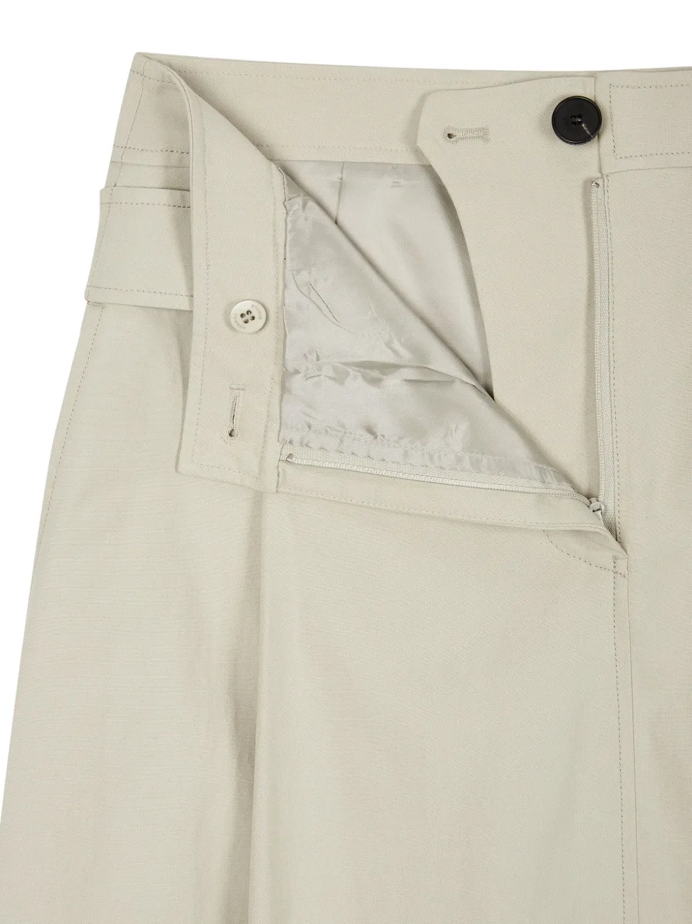 Studio Tomboy Belted Pleated Midi Skirt In Neutral