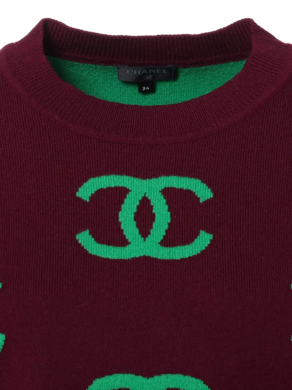 Pre-owned Chanel 2021 Cc Mark Sweater In Red