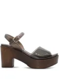 Pedro Garcia metallic leather platform sandals - Brown