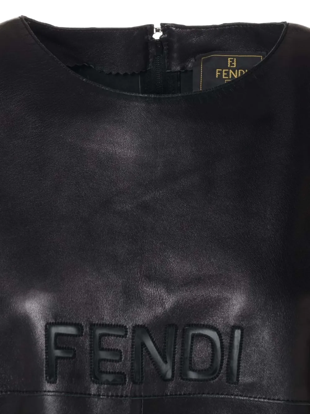 Pre-owned Fendi 1980-2000 Leather T-shirt In Black