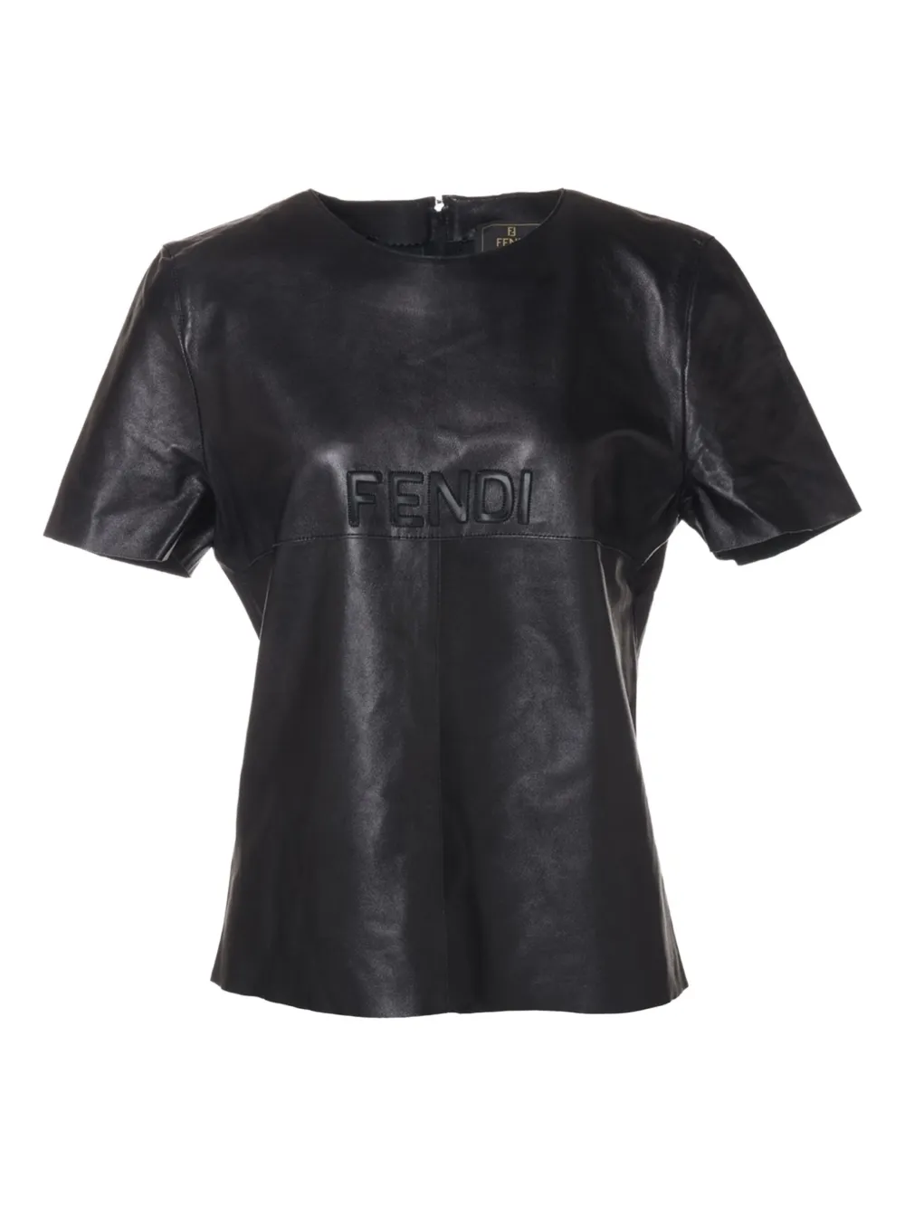 Pre-owned Fendi 1980-2000 Leather T-shirt In Black