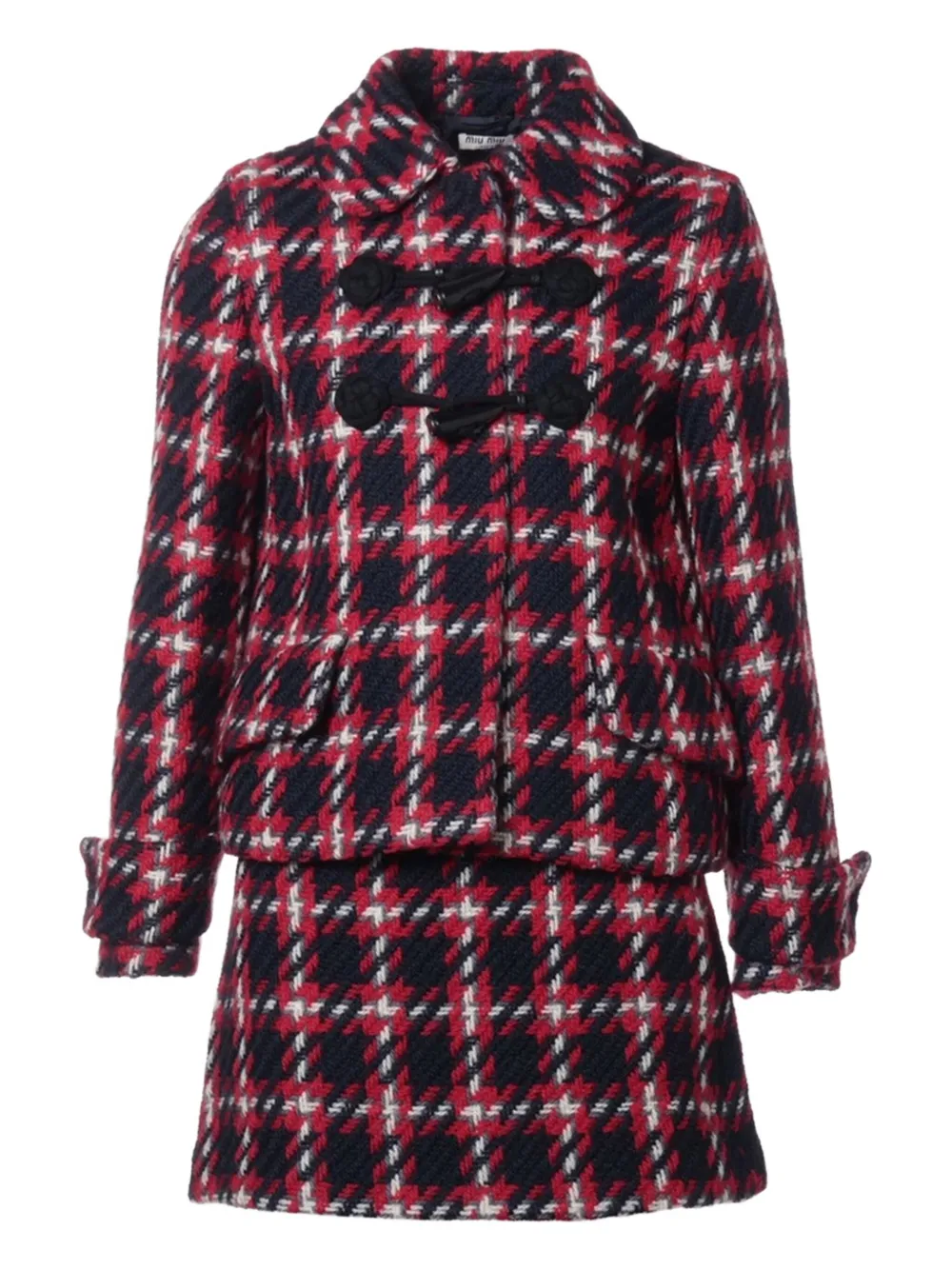 Pre-owned Miu Miu 2015 Houndstooth-pattern Suit In Red