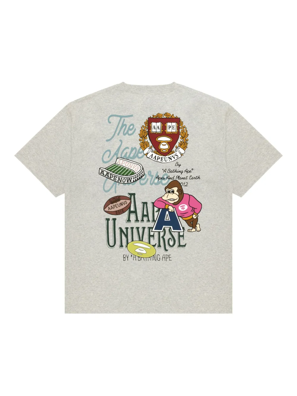 AAPE BY *A BATHING APE Aapeunvs College graphic-print T-shirt - Grijs
