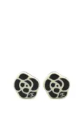 CHANEL Pre-Owned 2003 Resin Gold Plated CC Camellia Clip On Earrings costume earrings - Black