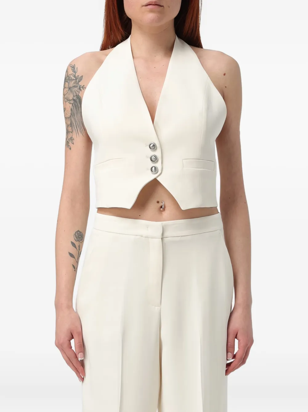 PINKO halter-neck button waistcoat | White | Image 1