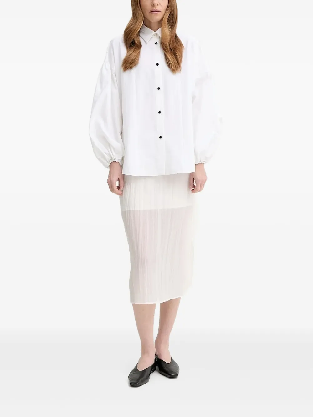 AERON balloon-sleeve button-front shirt Wit