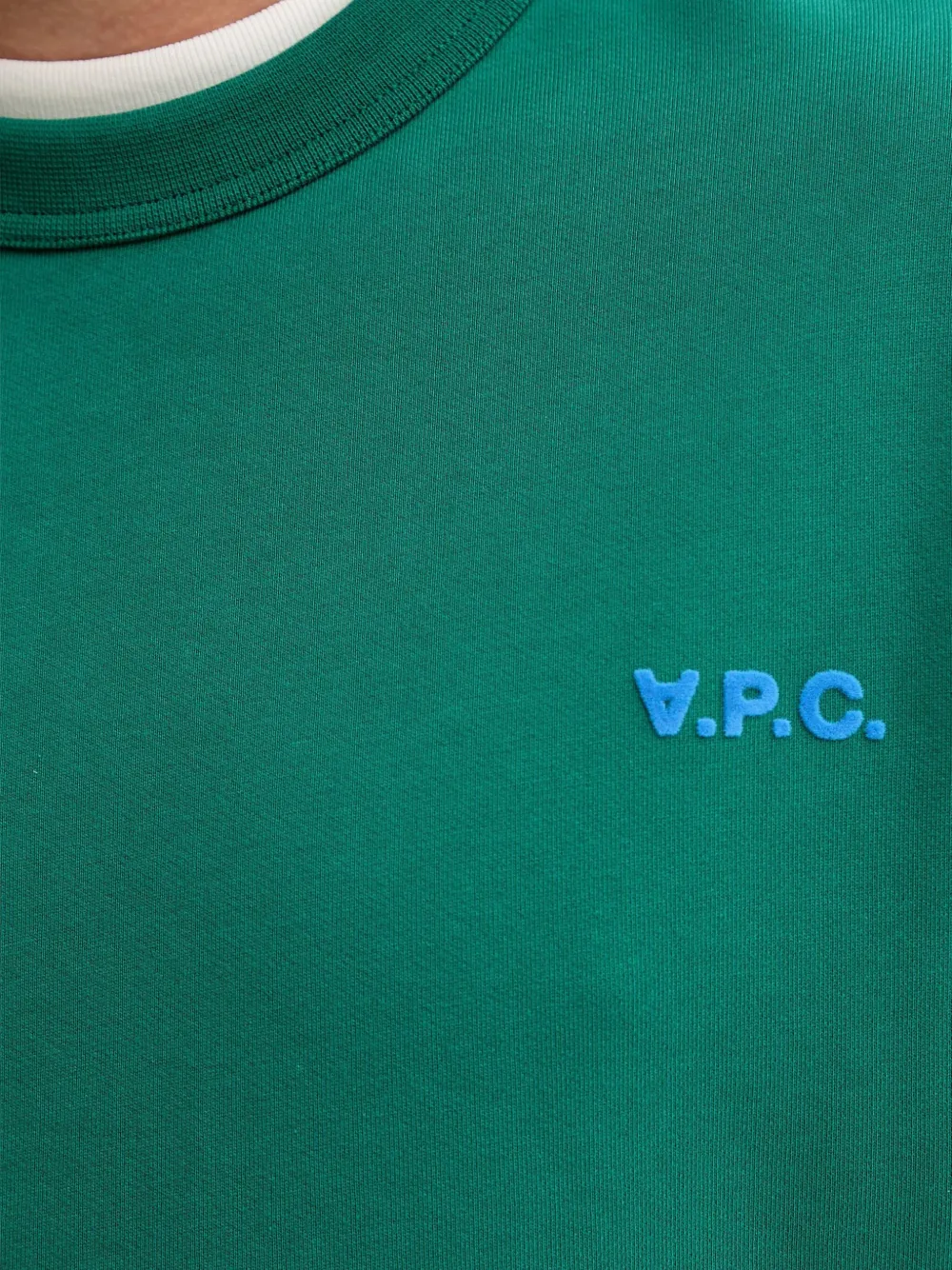 Apc Logo-embroidered Crew-neck Sweatshirt In Green