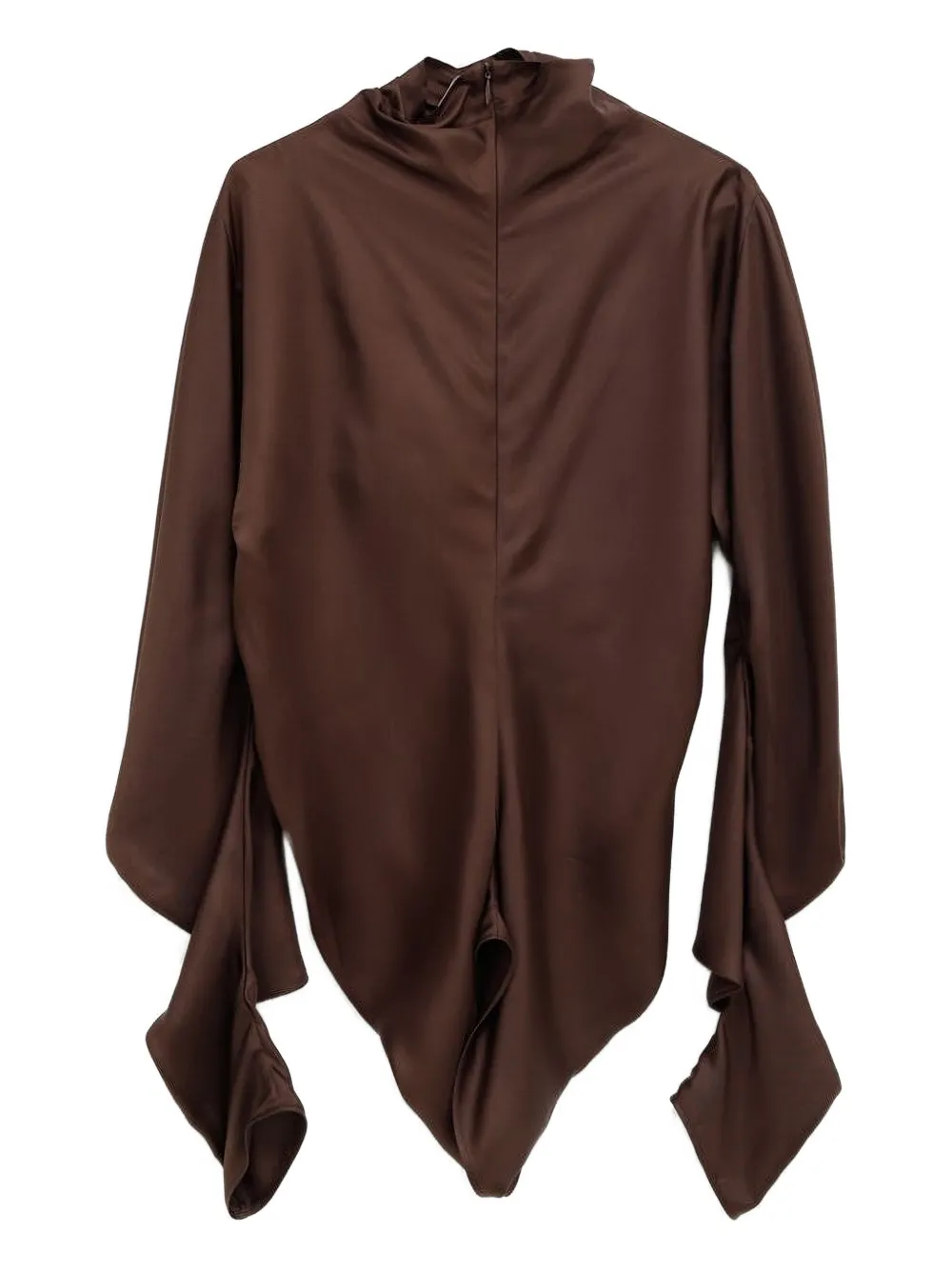 The Row Ruffled Bodysuit In Brown
