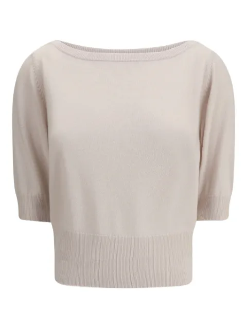 extreme cashmere puff-sleeve boat-neck knitwear