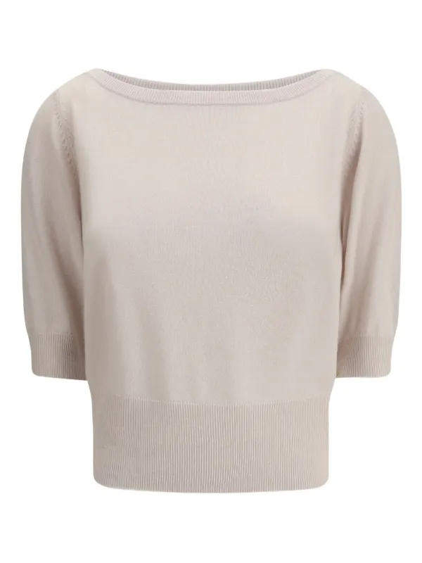 Extreme Cashmere Puff-sleeve Boat-neck Knitwear in Neutrals