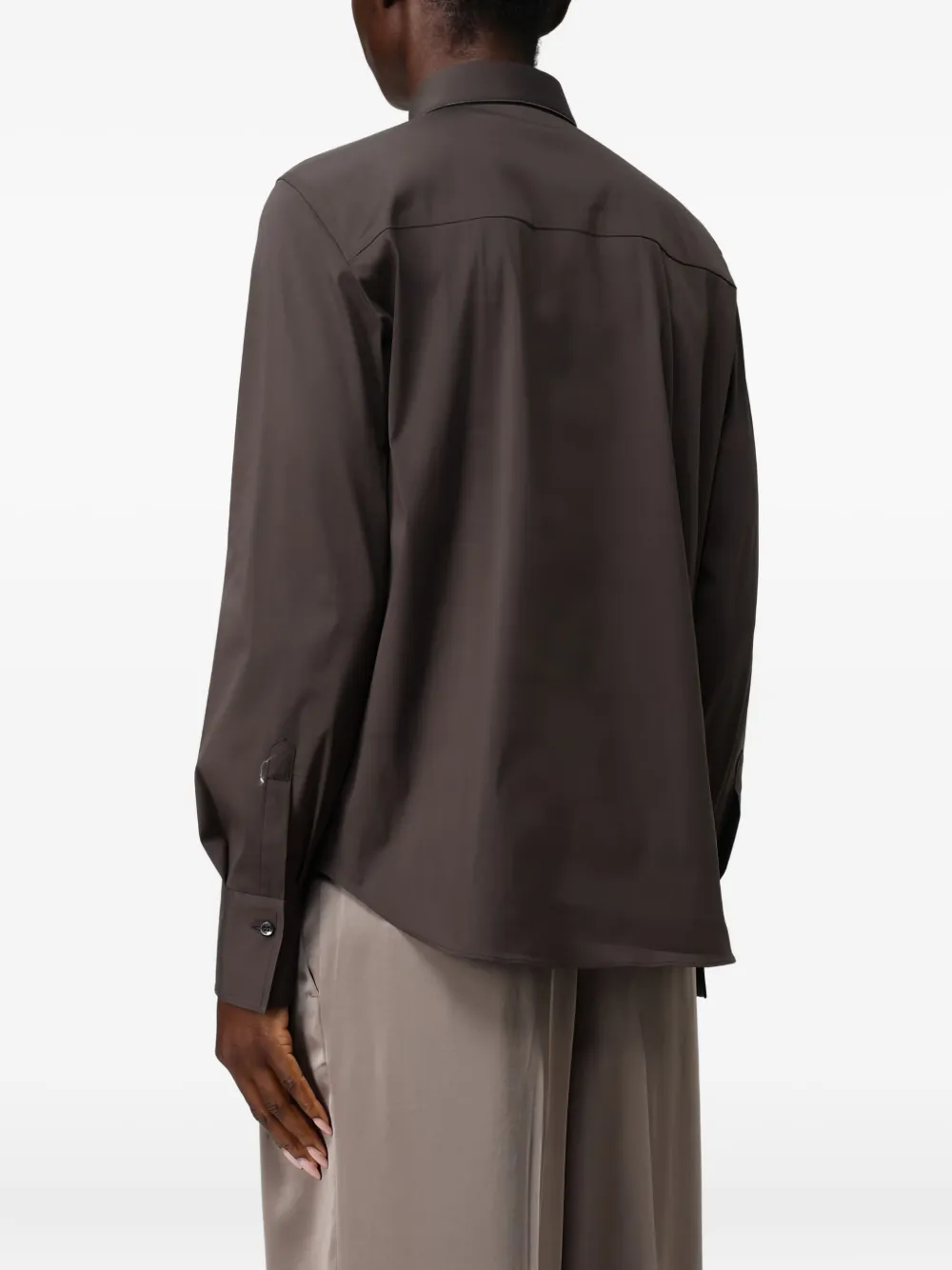 Brunello Cucinelli Long-sleeve Collared Shirt In Gray