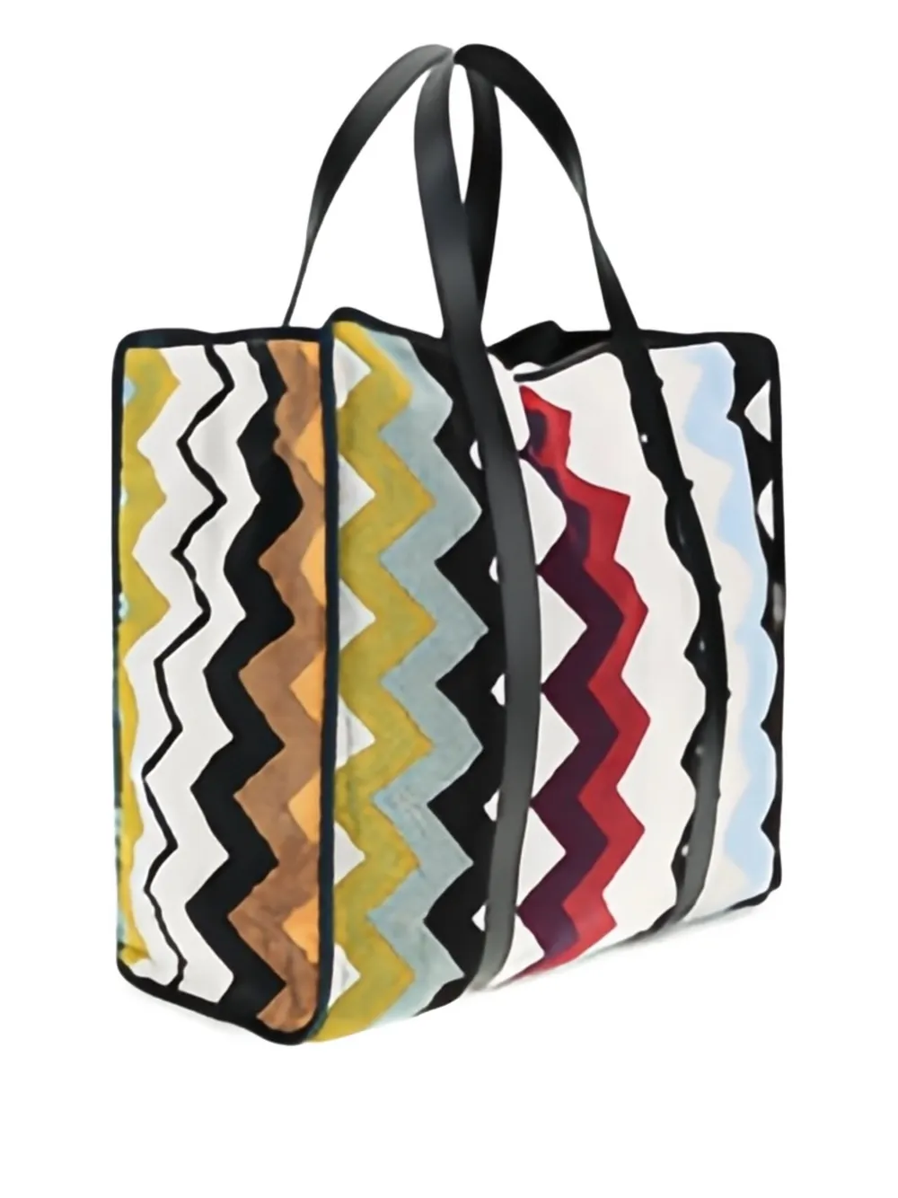 zigzag-pattern cotton tote bag