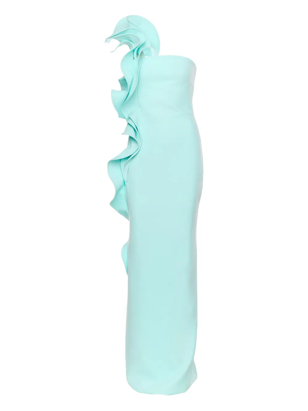 Ana Radu ruffle-detail one-shoulder maxi dress Blauw