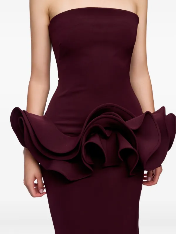 Ana Radu ストラップレス ラッフルマキシドレス | レッド | FARFETCH JP