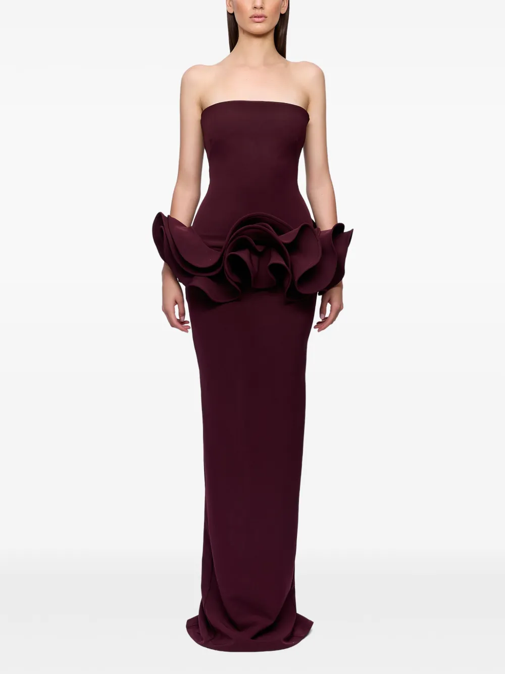 Ana Radu ruffled strapless maxi dress Rood