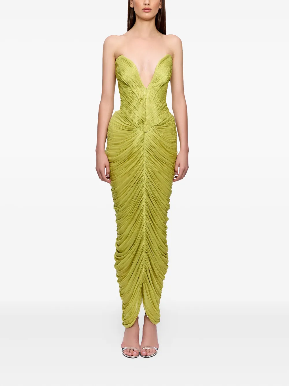 Ana Radu draped strapless maxi dress Geel