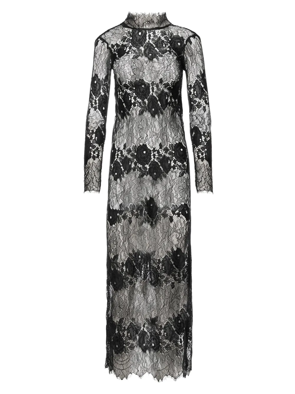 Ana Radu floral-lace long-sleeve maxi dress - ブラック Ana Radu floral-lace long-sleeve maxi dress - ブラック