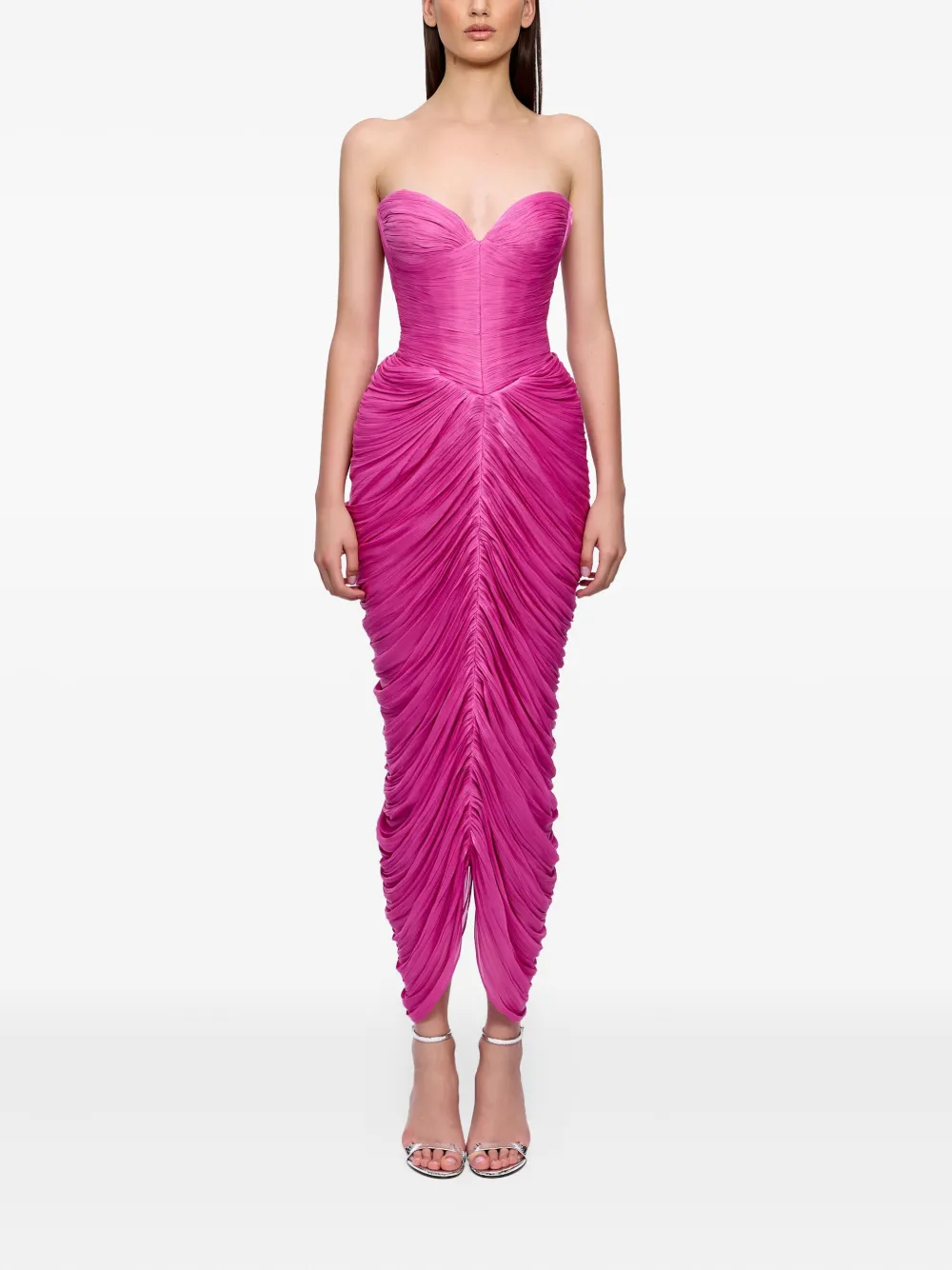 Ana Radu strapless draped asymmetrical dress Roze