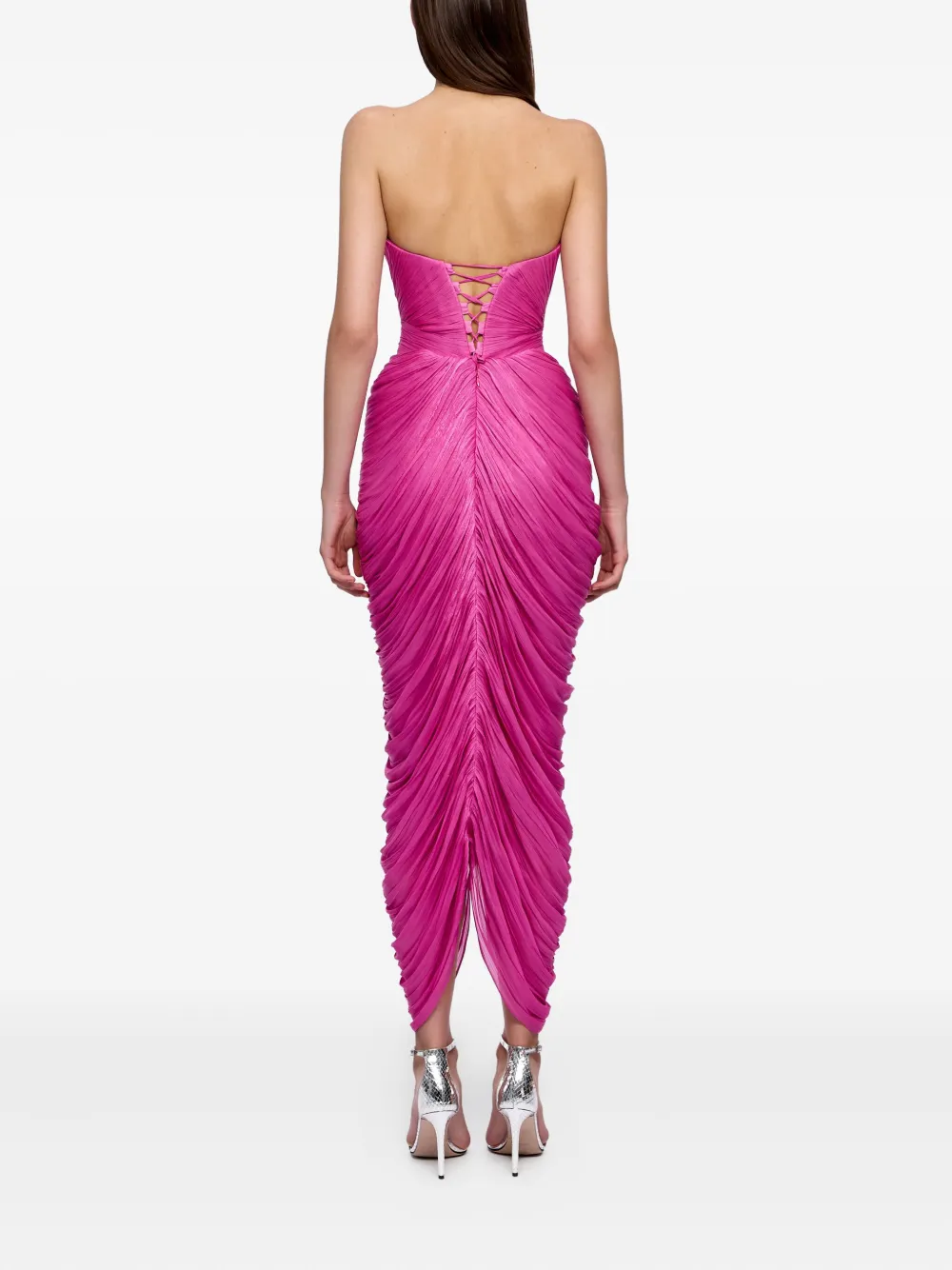 Ana Radu strapless draped asymmetrical dress Roze