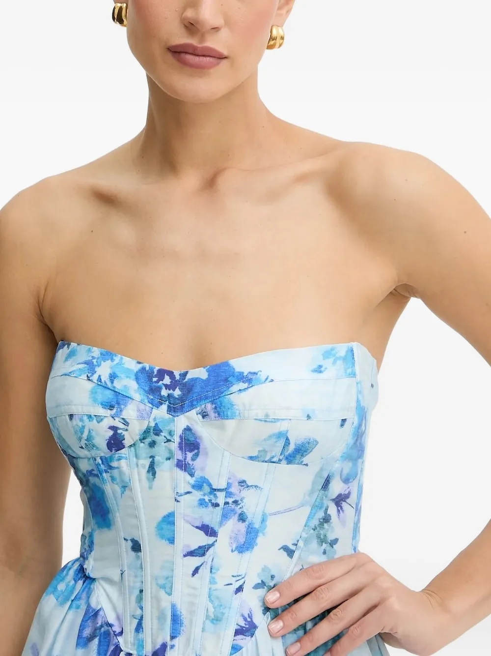 Bardot Lola Corset Midi Dress In Blue
