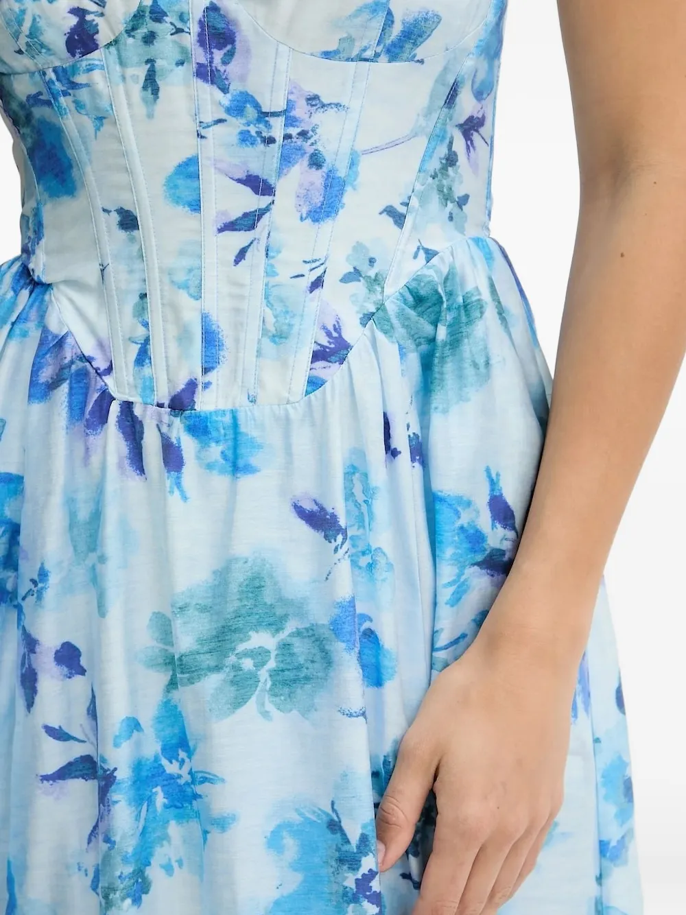 Bardot Lola Corset Midi Dress In Blue