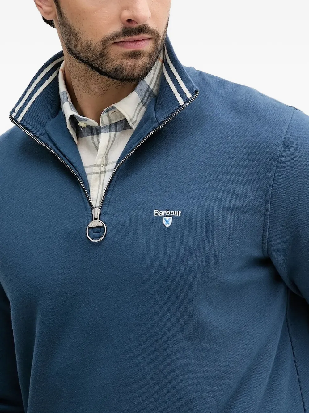 Barbour Cotton Rosford Half-zip Sweatshirt In Blue