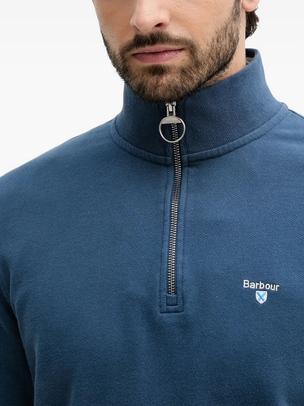 Barbour Cotton Rosford Half-zip Sweatshirt In Blue