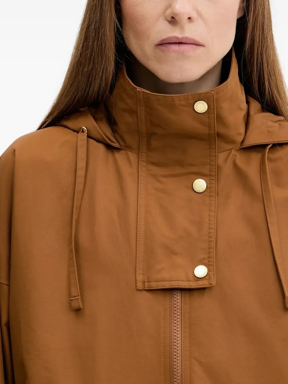 Barbour Cecile Hooded Zip-front Jacket In Brown