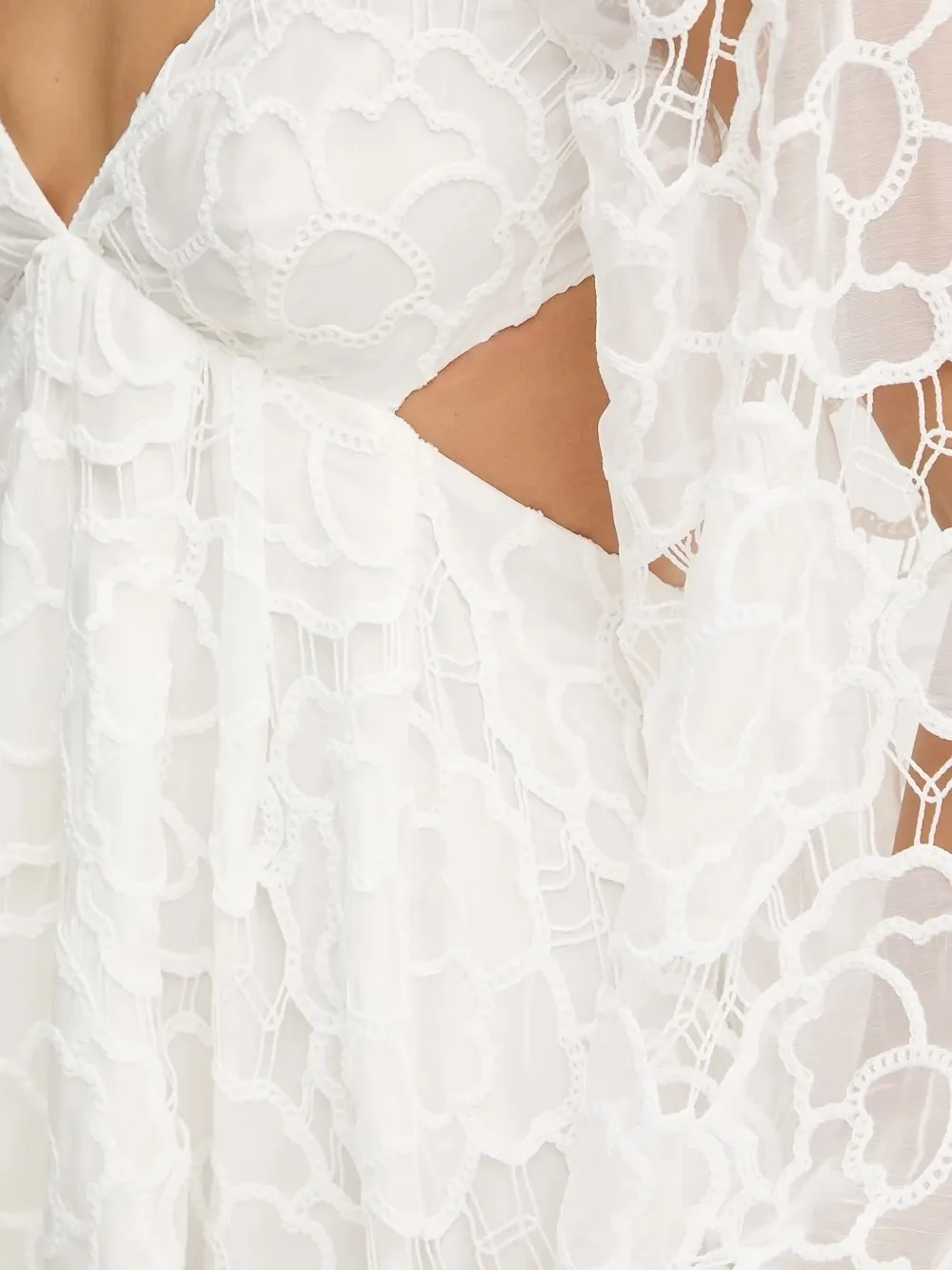 Bardot Mini-jurk met bloemenkant Wit